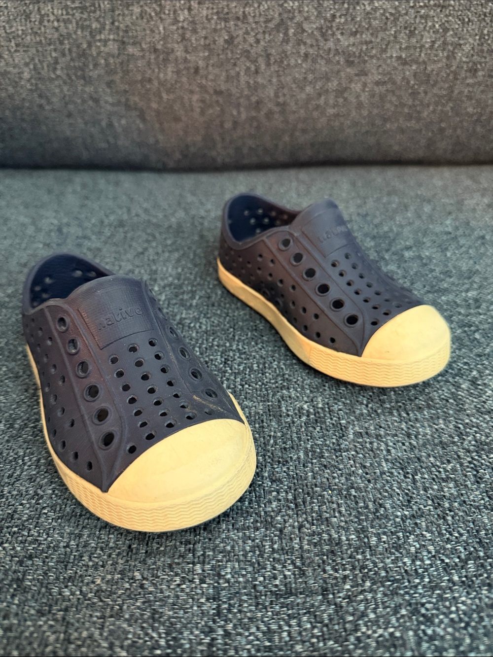 Native Kids Navy Water Slip-On Shoes with Cream Toe